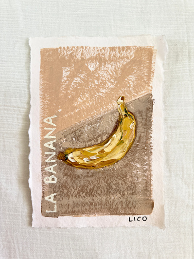 'La Banana', original Italian artwork by Marissa Lico, banana painting.