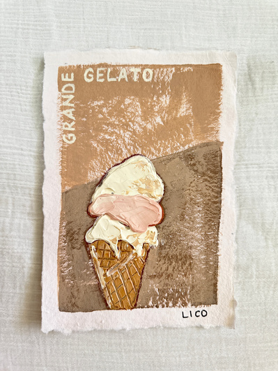 'Grande Gelato', original Italian artwork by Marissa Lico, gelato painting.