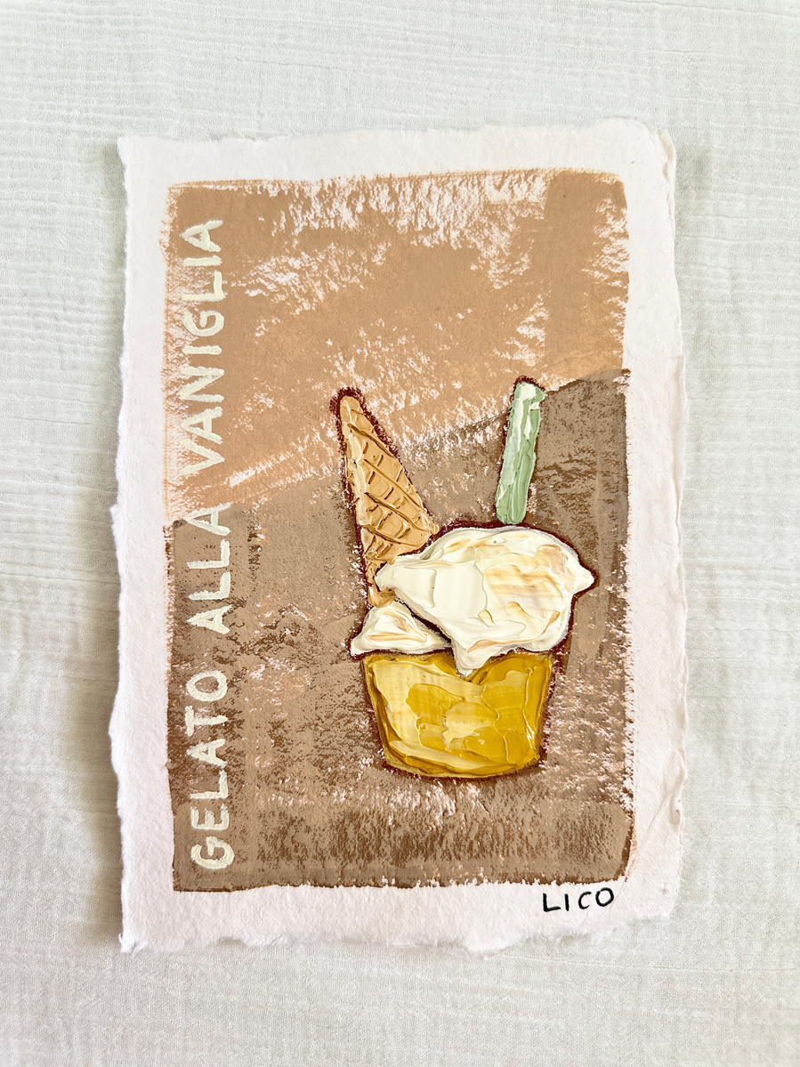 'Bella', texture details, original Italian painting, Bambini collection, Australian artist Marissa Lico.