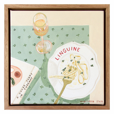 'Domenica' (Saturday - linguine) Painting of Italian food, Comfort Food Exhibition at The Toowoomba Gallery by Australian Artist Marissa Lico.