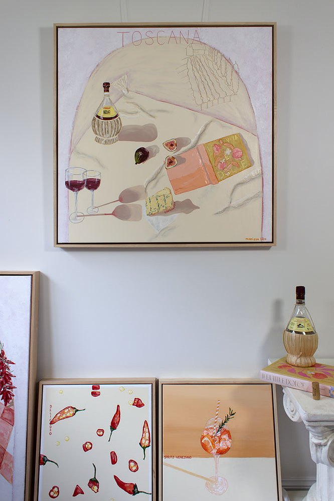 Toscana Italian painting vino in the tuscan hills by artist Marissa Lico