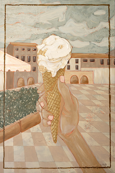 'Gelati in Chianti', original Italian artwork by Marissa Lico, gelato Tuscan painting.