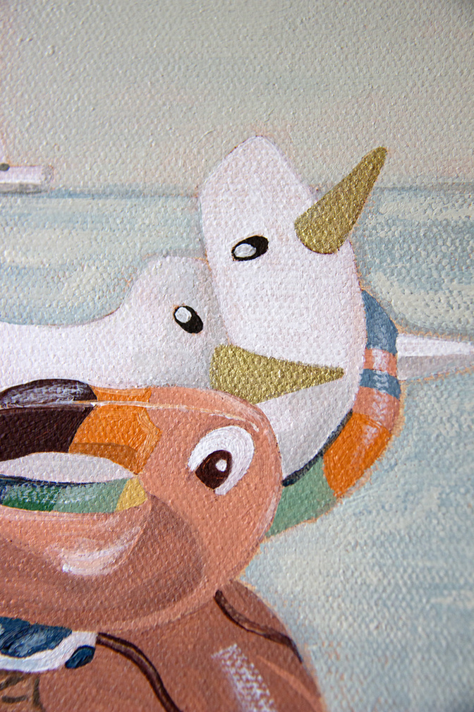 'Beach Games' original Italian painting, Bambini collection, Australian Bathurst based artist Marissa Lico.