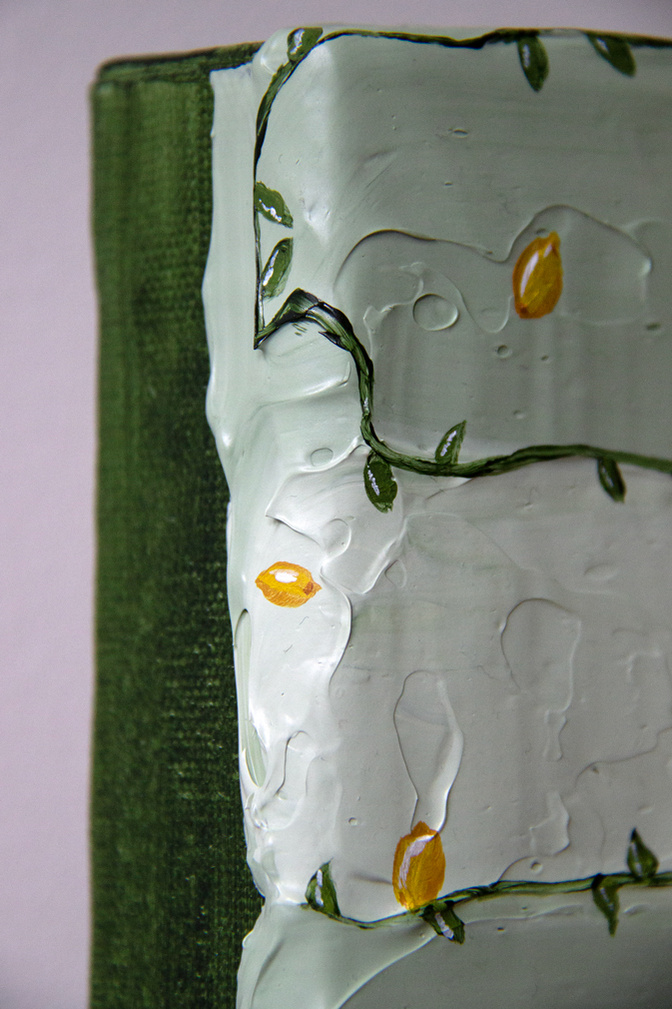 'Tanto Limone' texture details, original painting, Bambini collection, Australian artist Marissa Lico.