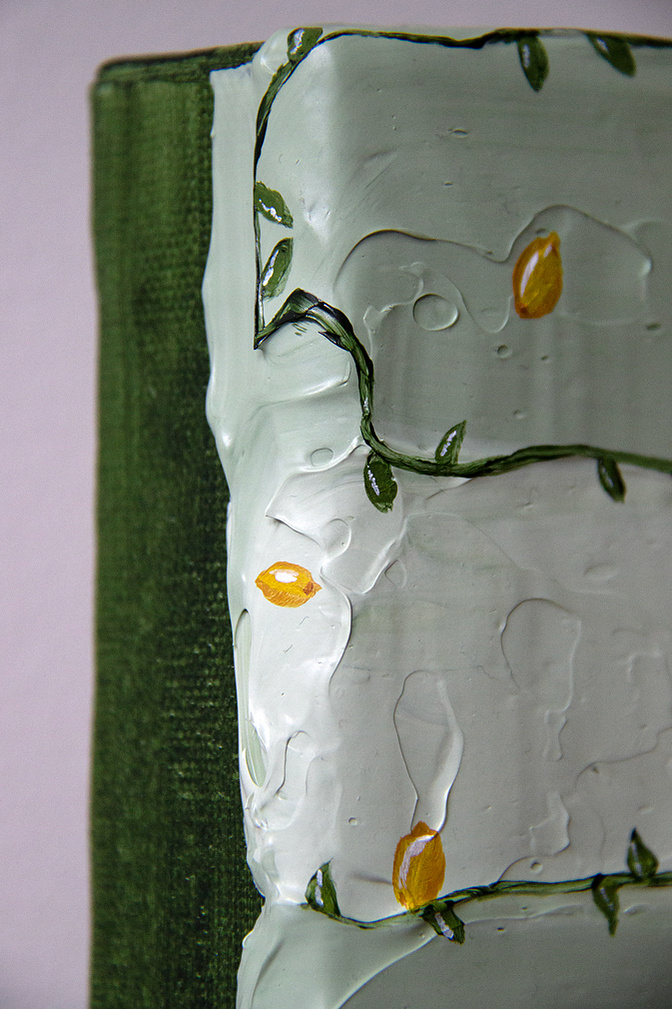 'Tanto Limone' texture details, original painting, Bambini collection, Australian artist Marissa Lico.