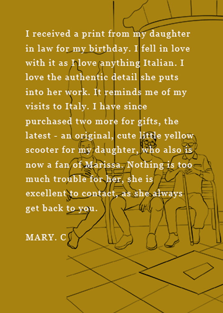 Client testimonial of Marissa lico Italian artworks