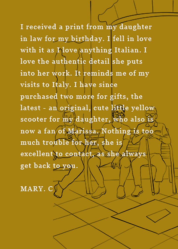 Client testimonial of Marissa lico Italian artworks