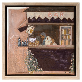 Nonna's Bar artwork, painting of bar in Taormina Sicily by Marissa Lico.