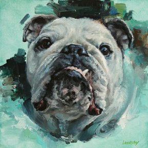 Fester the Bulldog, custom pet portrait by Heather Lenefsky