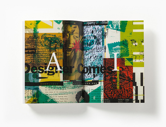 Aroma pages 2-3 of the AIGA SF 25th Anniversary book. The letters A and I are highlighted in the middle of each page.