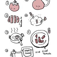 ​a step by step tutorial of making fried tomato with potato sauce