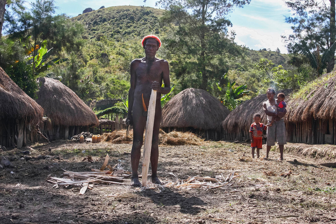 Jayawijaya, Papua, Indonesia, 2009. The past home of indigenous Papuans in the Baliem Valley, Wamena. Now many indigenous Papuans live in houses made by the government called the aid program.