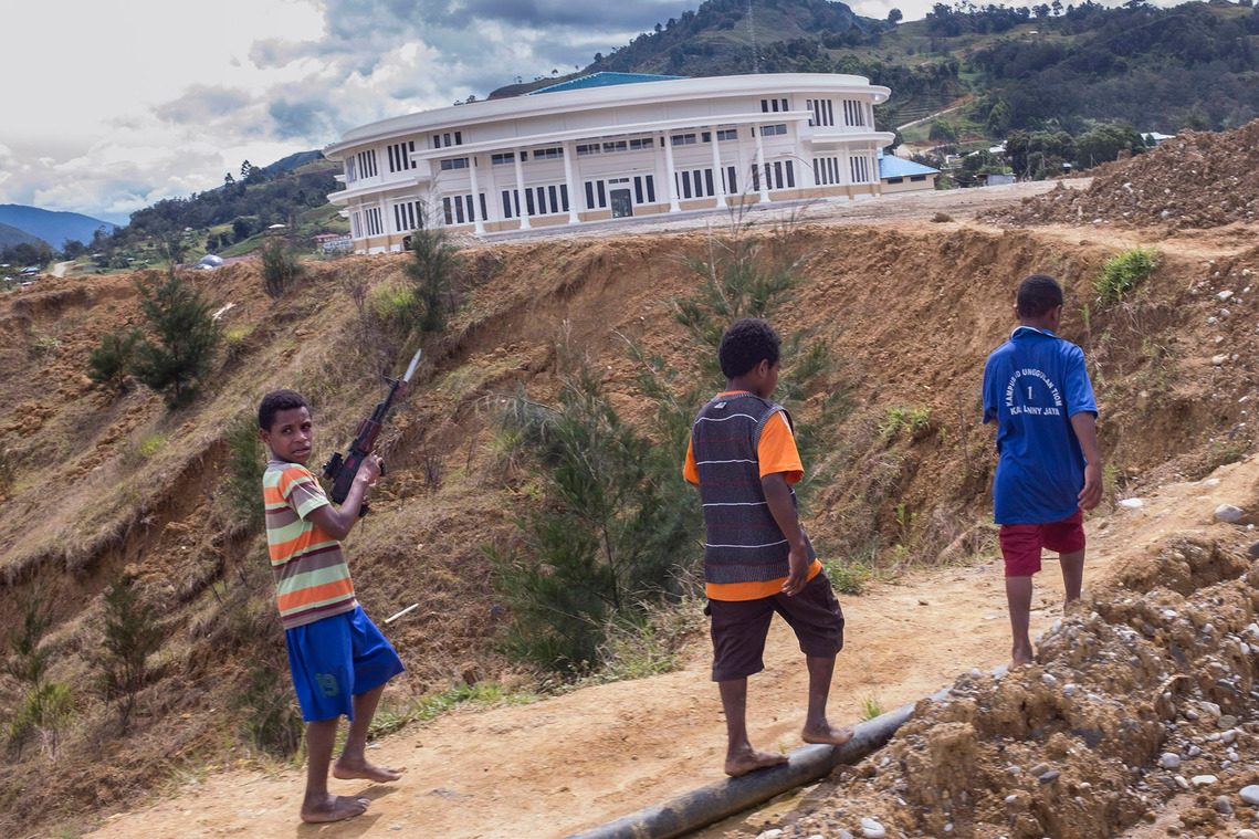 Lani Jaya, Papua, Indonesia. 2016. The regent's office complex in the central mountainous area.