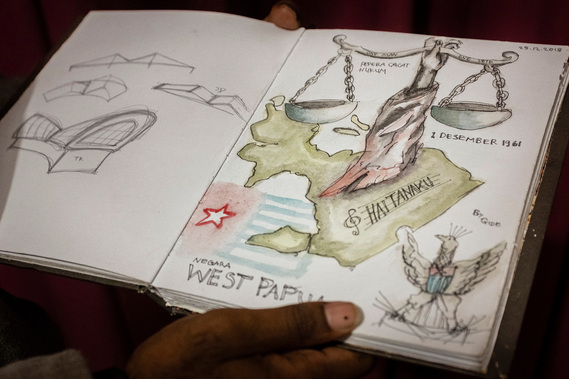A Caricature by Gideon Adii from Yahukimo, Papua, Indonesia, currently studying in Jakarta. He believes that justice in Papua can be defended by setting the record straight on the integration of Papua into Indonesia, called Act of Free Choice (1969).