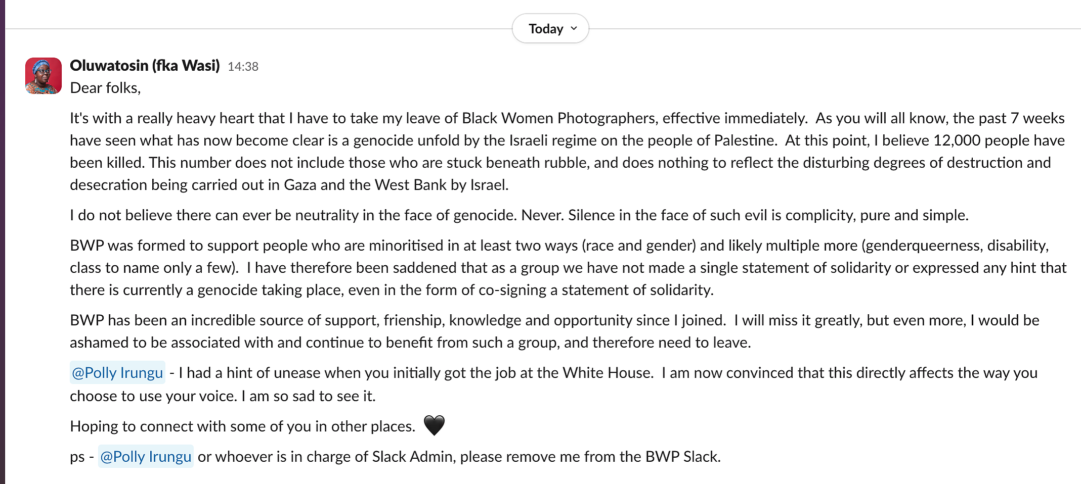 Screenshot of my post on Slack - the full text is below this image in the body of the blog.