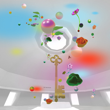 Interactive gallery, VR, Digital exhibition shimmer of a petal now a mountain stream, Diana Lynn VanderMeulen. Experimental animation. Digital Artwork. Otherworldly landscape. ArtGate VR, Sky Fine Foods Gallery. 