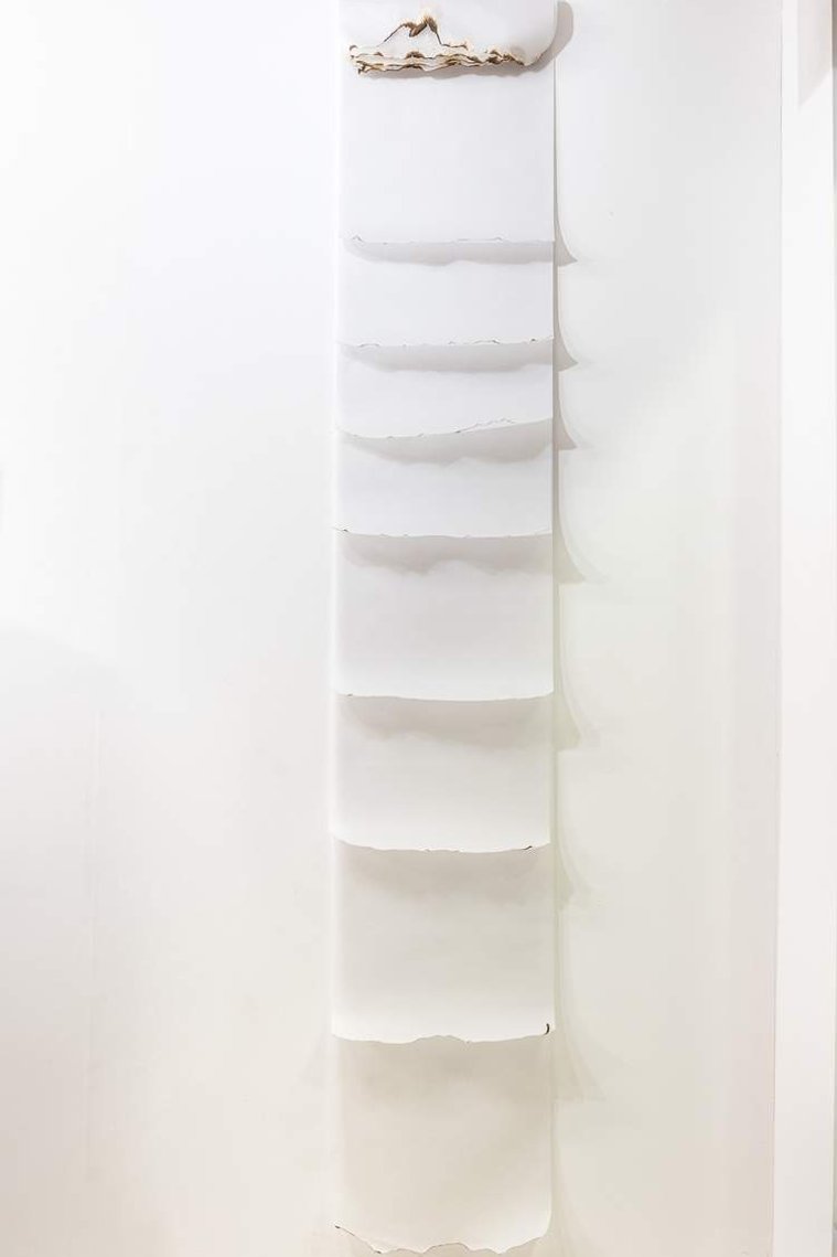 Yutavia George, Paths, Trudon beeswax candle soot on translucent paper 90/95g, 50x6, 2022, Paris, France.
