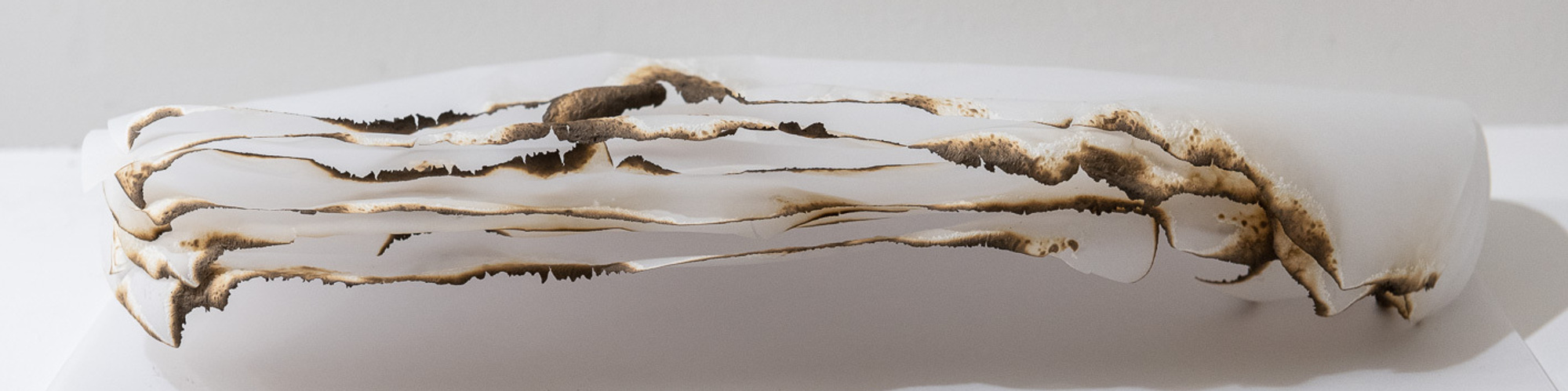 Yutavia George, Paths, detail photo one, Trudon beeswax candle soot on translucent paper 90/95g, 50x6, 2022, Paris, France.