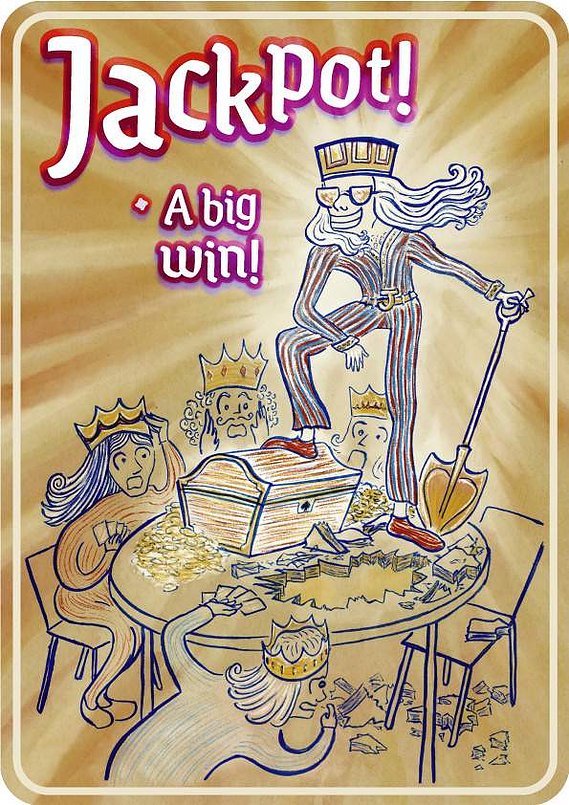 Ace Idioms Illustrated - Jackpot!: A series of novelty cards/posters that personify various idioms that originated in the context of playing cards and card games.