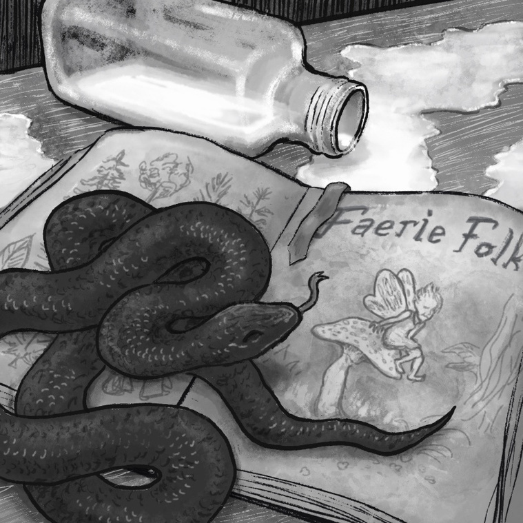 A spot illustration based on Sarah Gailey's short story 