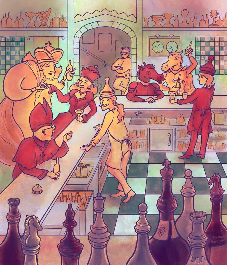 Rookie's Castle: An imagined world where characterized chess pieces hang out in a chess-themed bar.