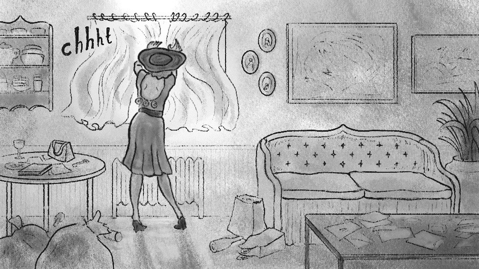 A short sequential narrative about returning home after a long day - Panel 2