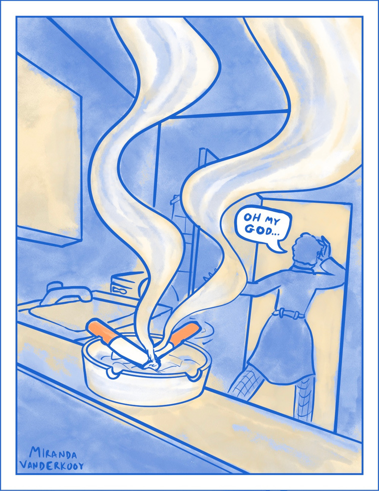 Page 3 of a short comic inspired by an excerpt from Jonathan Nolan’s 2001 short story, Memento Mori.