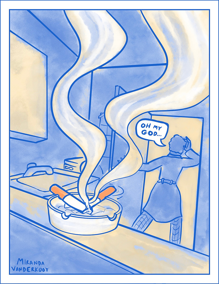 Page 3 of a short comic inspired by an excerpt from Jonathan Nolan’s 2001 short story, Memento Mori.