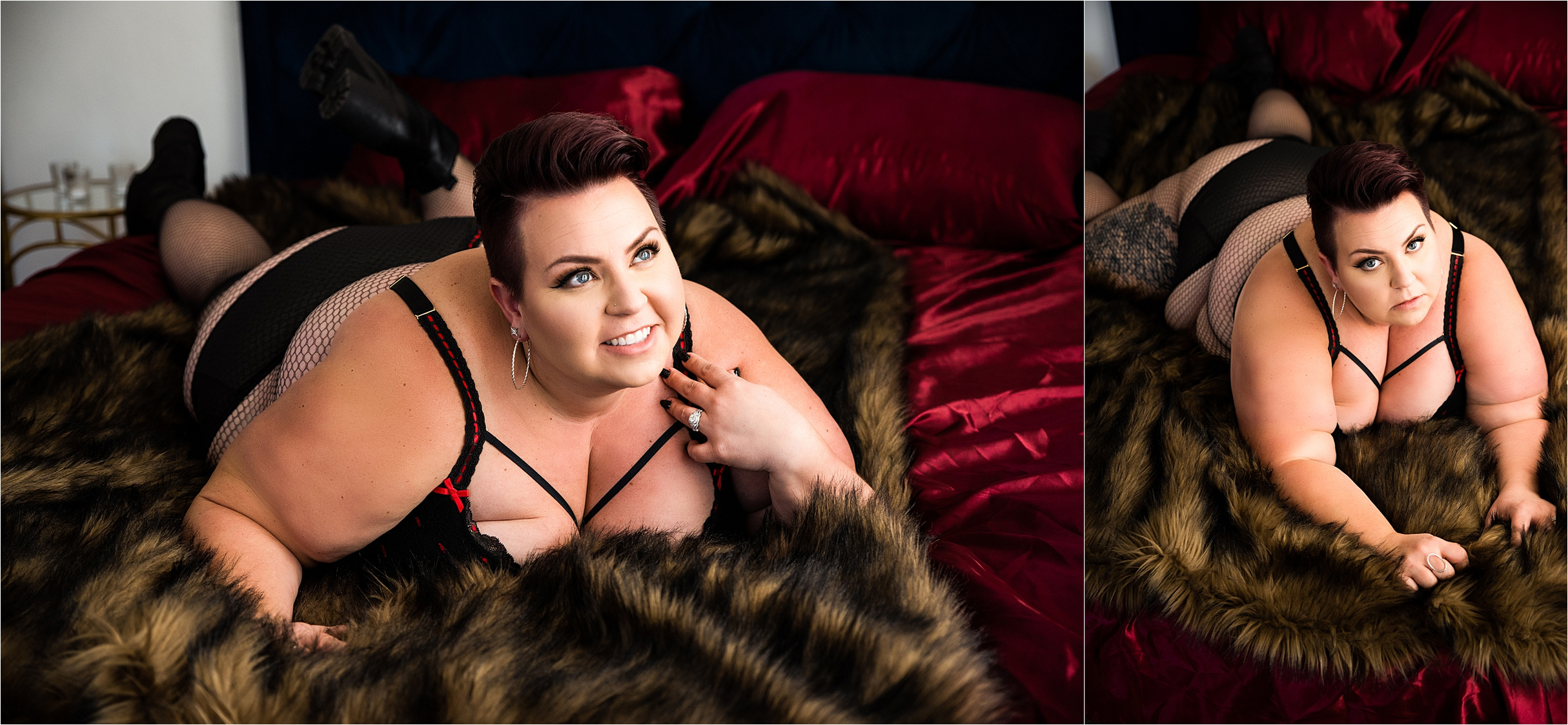 Curvy boudoir in Pittsburgh, combat boot boudoir outfit, boudoir photographer in Pittsburgh specializing in curvy women