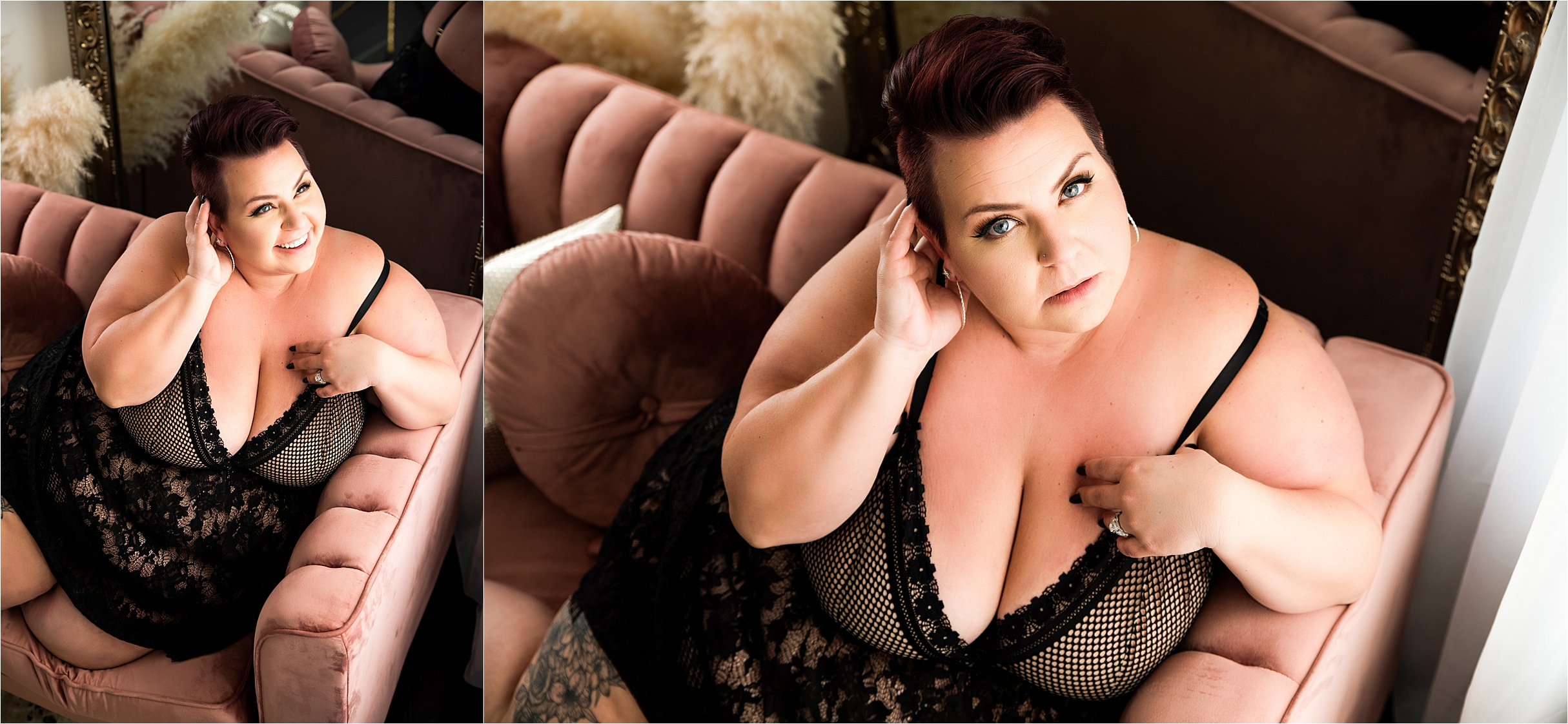 Curvy boudoir in Pittsburgh, combat boot boudoir outfit, boudoir photographer in Pittsburgh specializing in curvy women