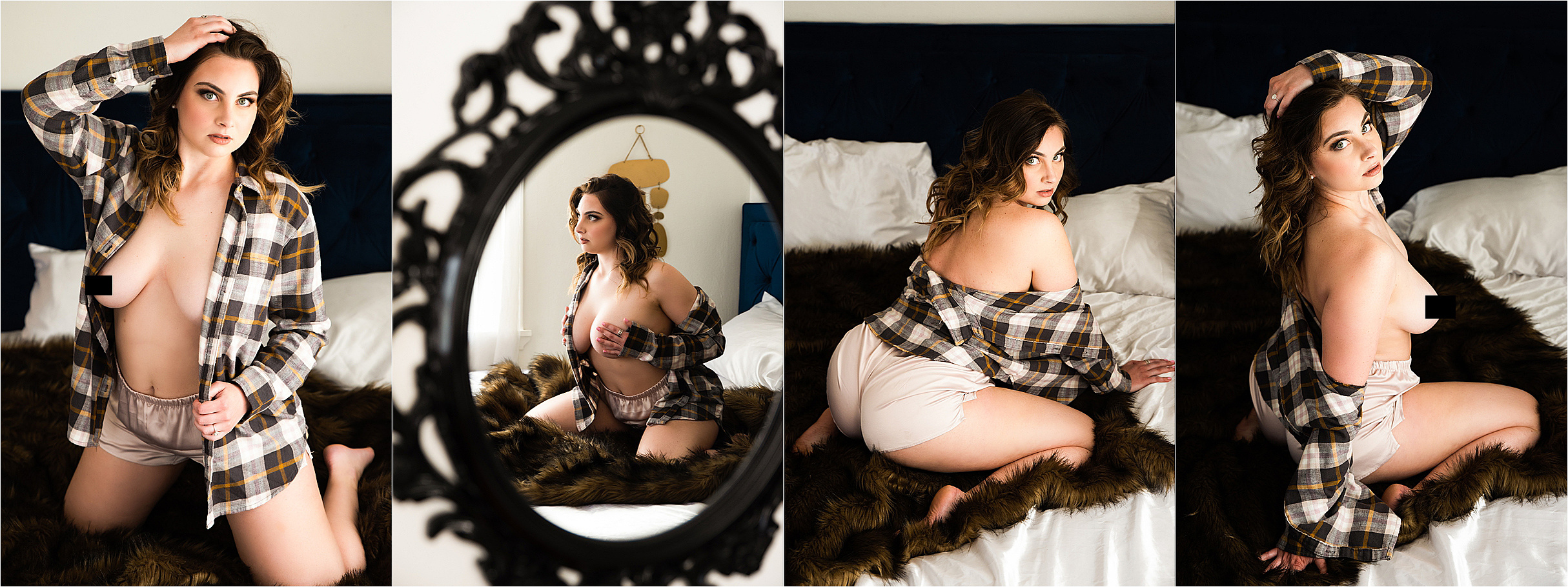 Flannel boudoir outfit, Pittsburgh boudoir photographer, bridal boudoir in Pittsburgh, Ohio boudoir photographer, body-positive Pittsburgh 