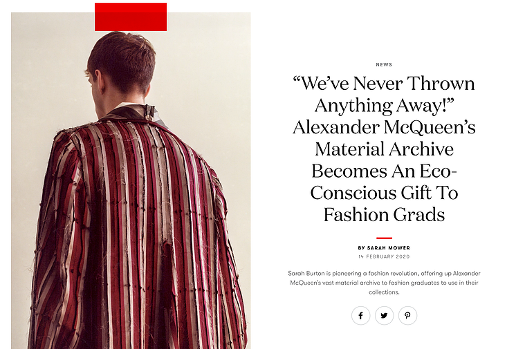 Liam Leslie's photograph of the Alexander McQueen fabric donation scheme for Vogue Magazine