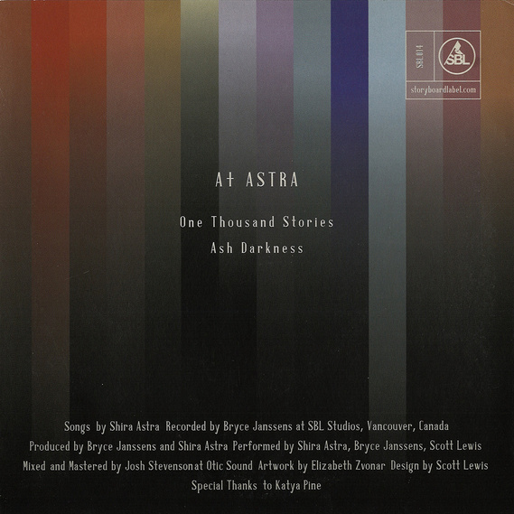 back cover of a record that the details of the band and their 2 song EP as well as details of who helped with the design and recording