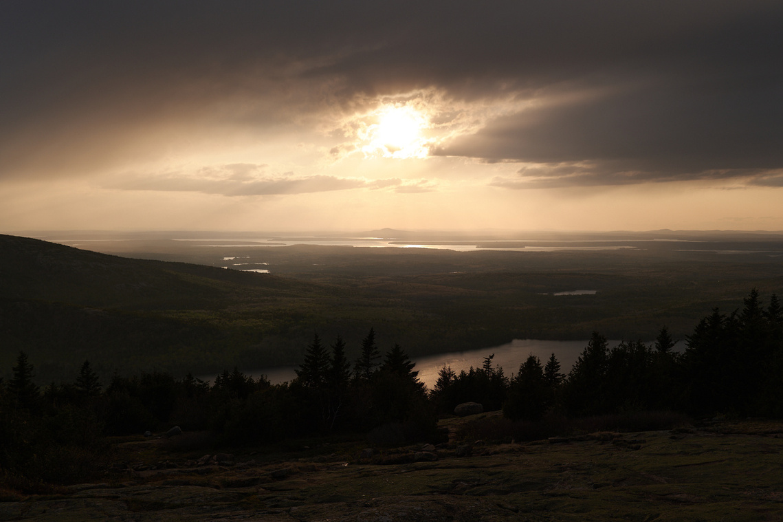 Sunset view from Cadillac Mountain in Acadia National Park