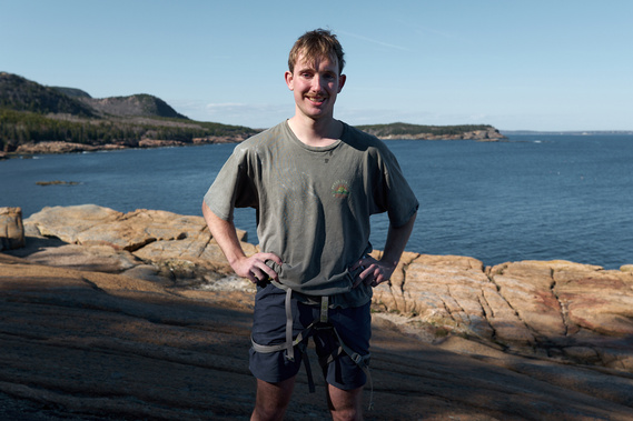 Rock climber in Acadia National Park