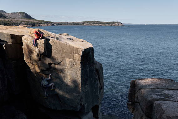 Rock climbers in Acadia National Park