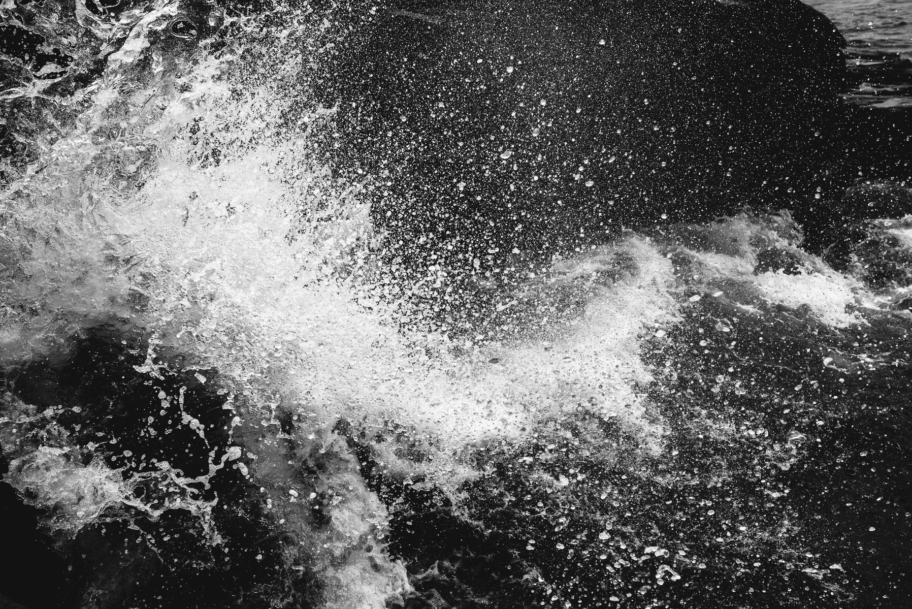 A black and white photo of a crashing wave in Thunder Hole in Acadia National Park taken by Boston landscape photographer Korri Leigh Crowley