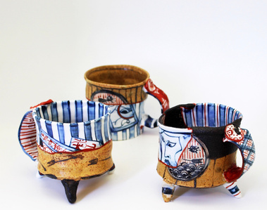 呼び継カーブ　、黄瀬戸カーブ、現代陶芸　、アロンサイス　、Yobitsugi mug , pop ceramic mug , contemporary ceramics, famous potters 