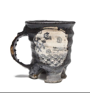 Hikidashiguro mug , contemporary mug ,ceramic art , 引き出し黒　、カーブ　、アロンサイス