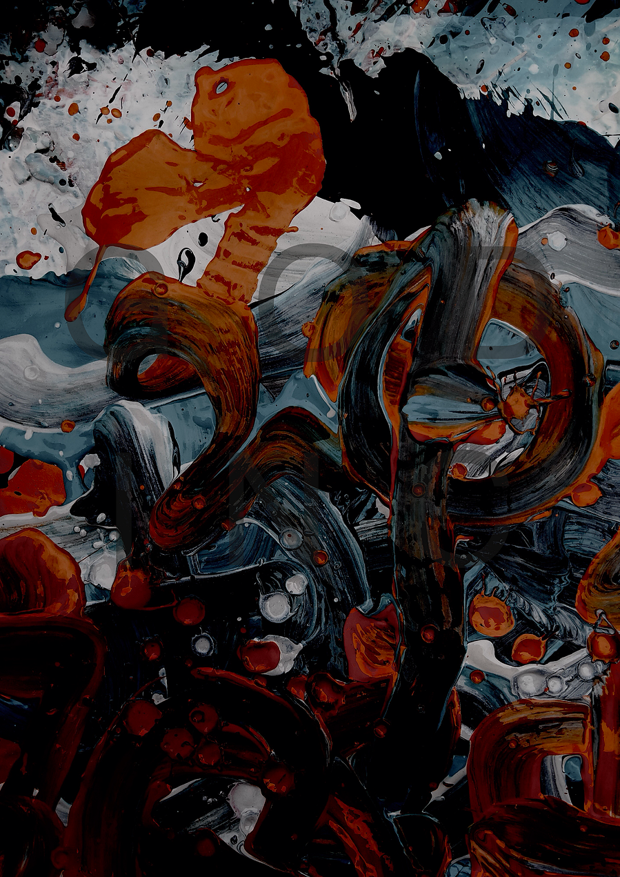 Abstract painting in clay 
Detail of a poem 
