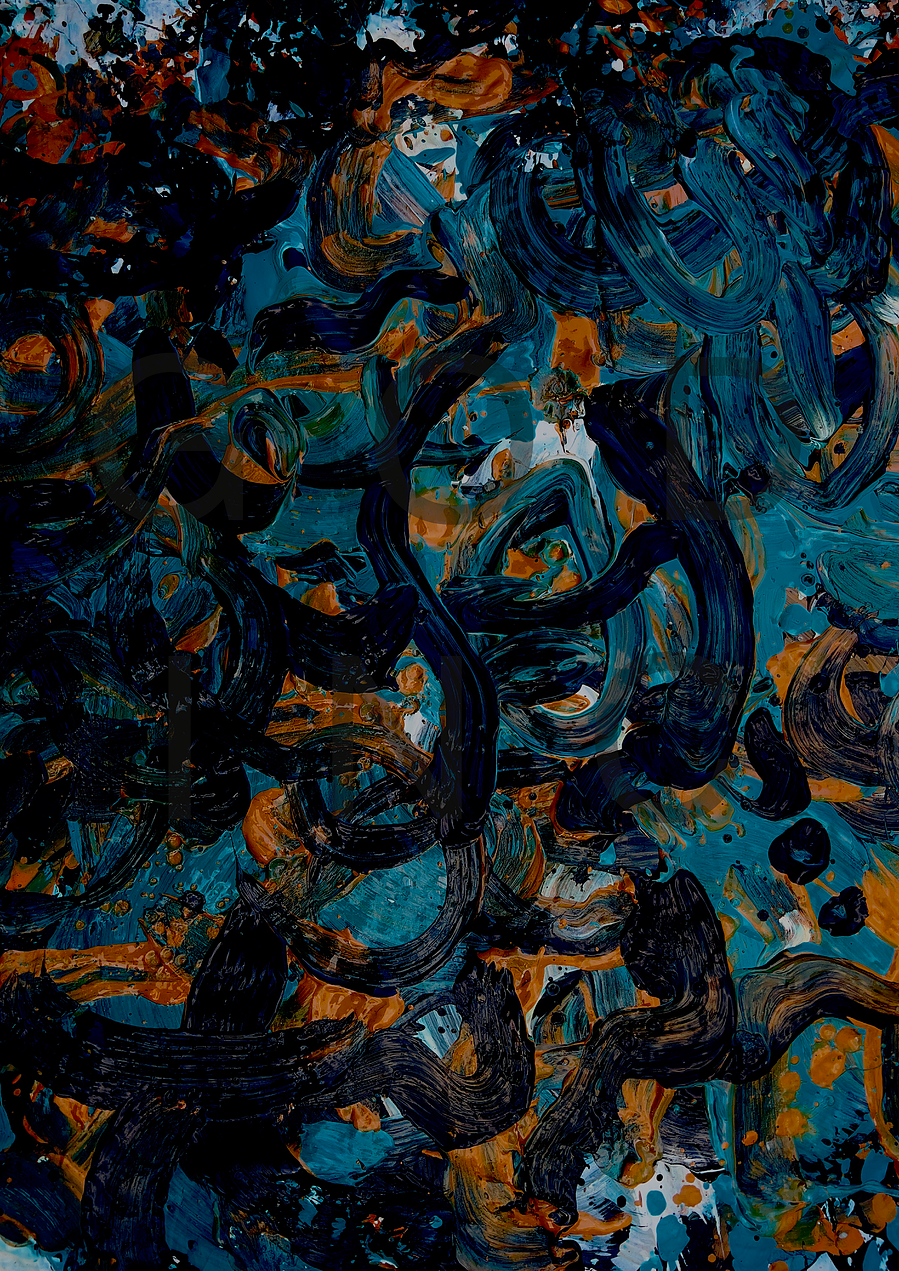 Abstract art painted in clay a poem in Japanese characters 