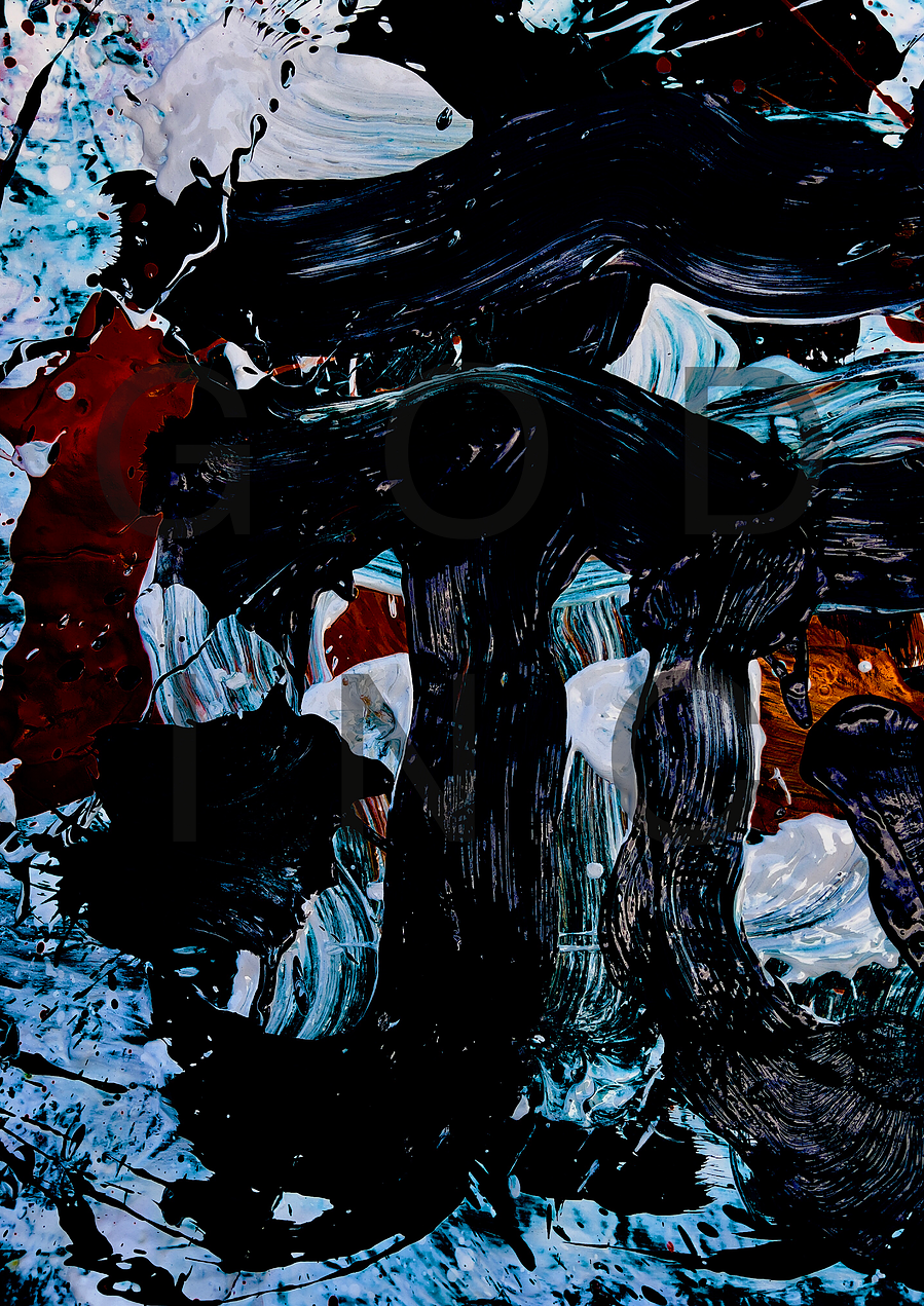 Japanese character for red written in black on clay slab abstract painting 