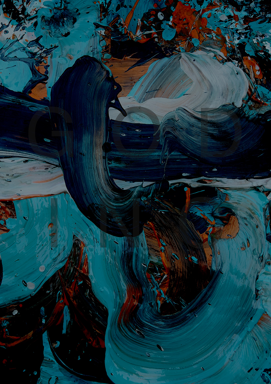 Abstract art in clay colour splashed Japanese characters 