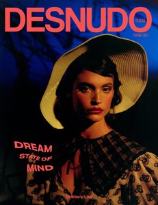 Actress Charlbi Dean (&quot;Triangle of Sadness&quot;) cover story for Desnudo Magazine Italia Spring 2021. Charlbi wears a dress by Serpenti, collar by Ganni, hat courtesy of Quirk LA