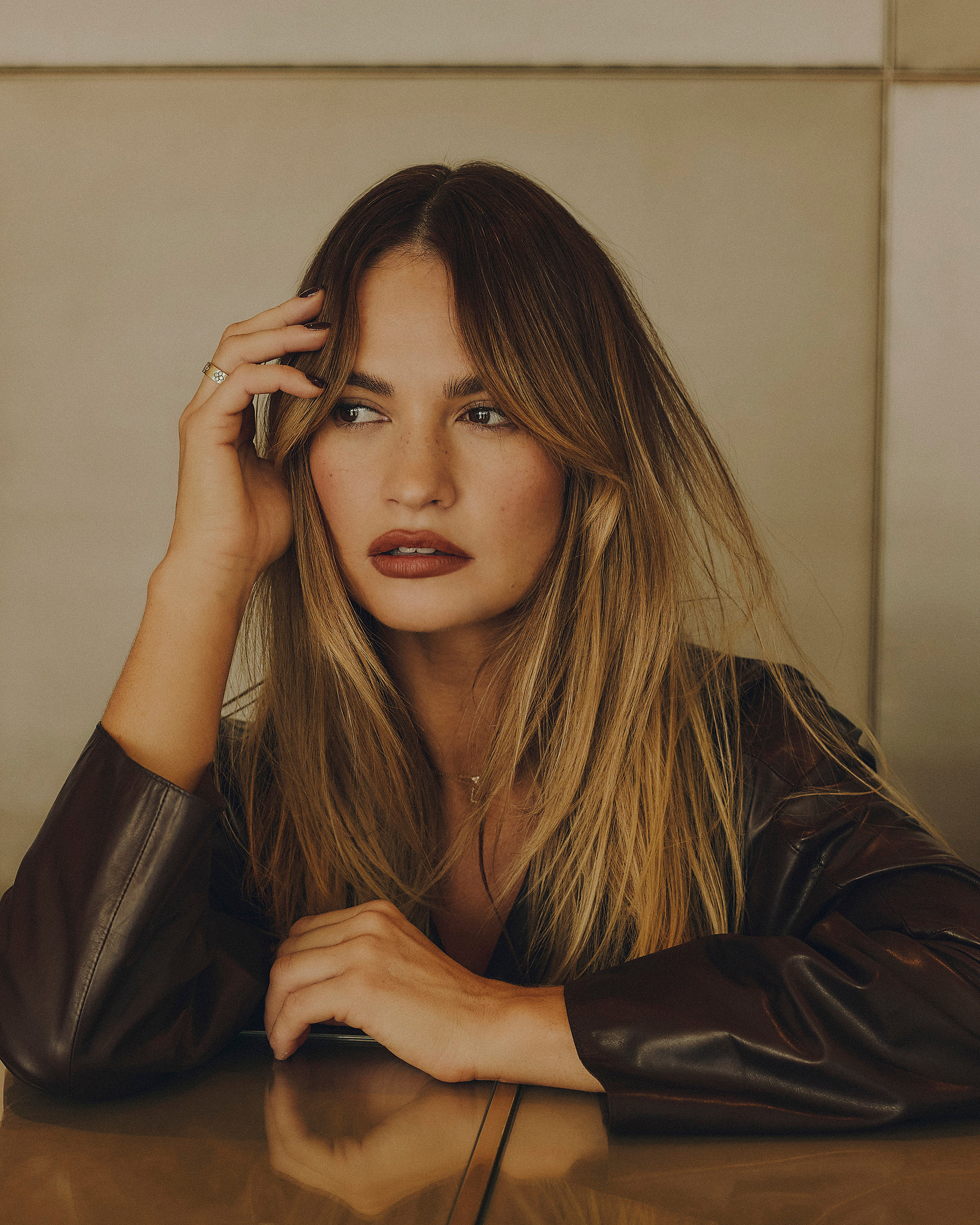 Lily James for Armani at Milan Fashion Week