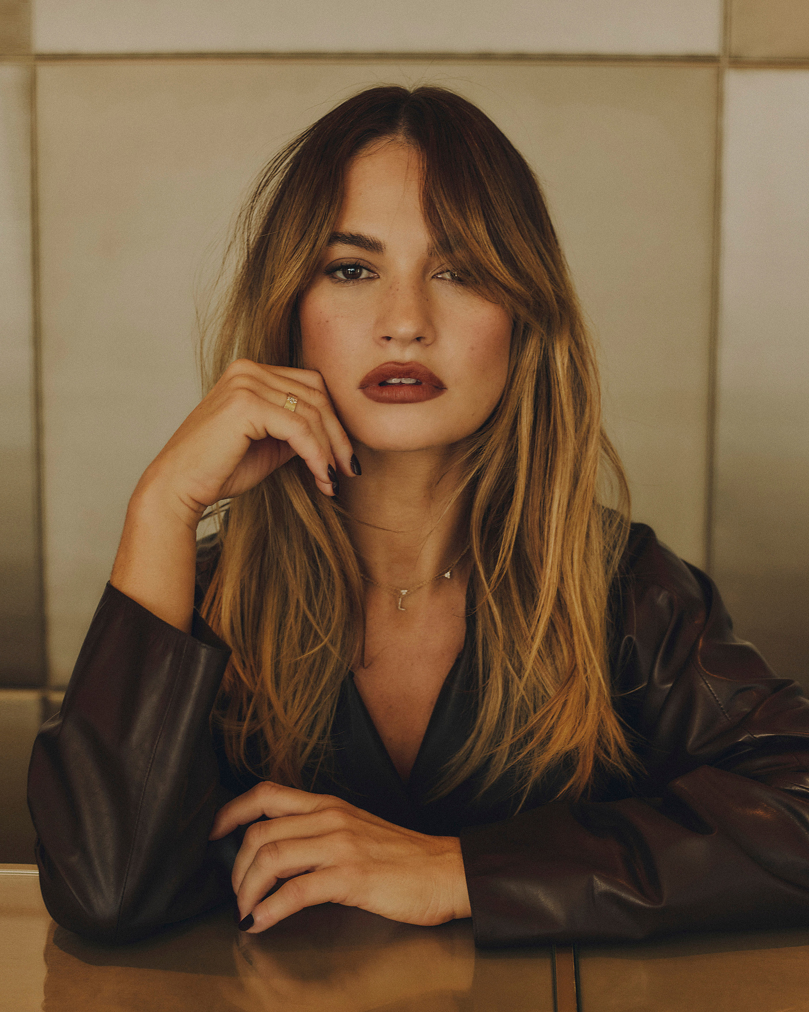Lily James for Armani at Milan Fashion Week