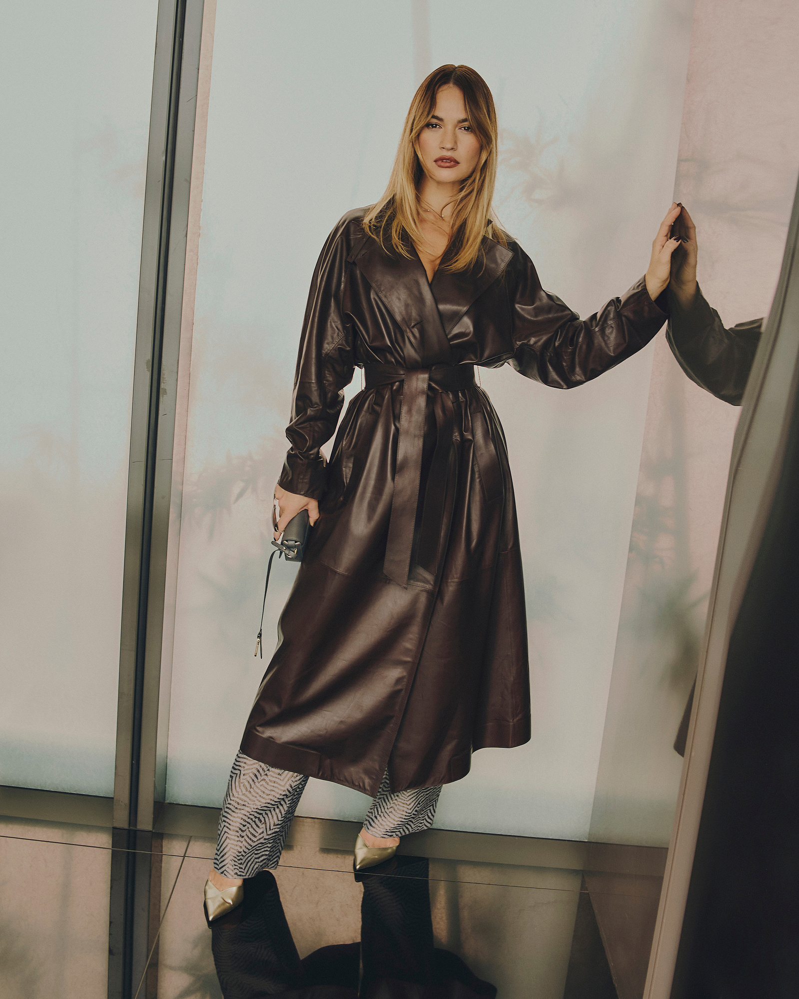Lily James for Armani at Milan Fashion Week