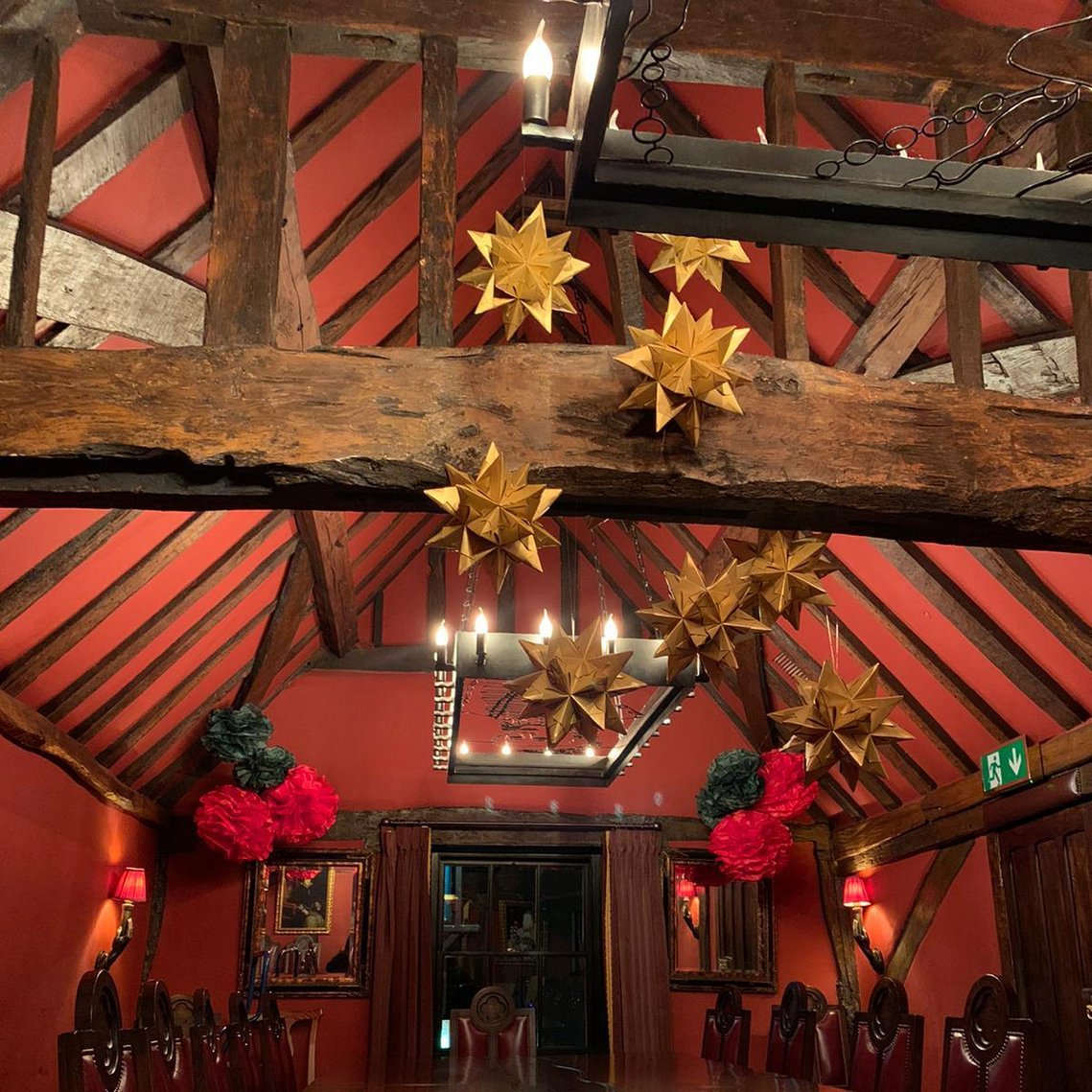 pom pom paper flowers & paper gems at The Hind's Head