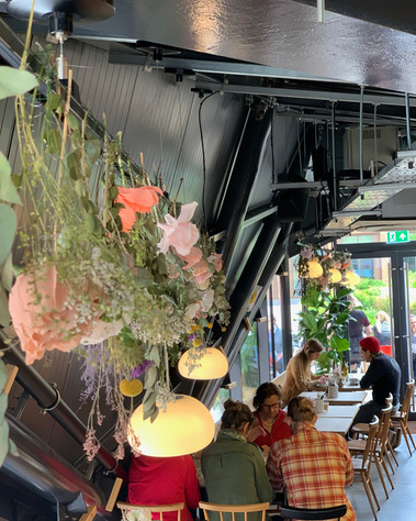 Paper Flowers in ceramic pots at Crispin E1