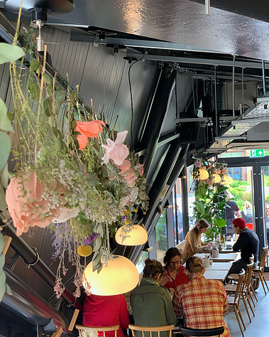 Paper Flowers in ceramic pots at Crispin E1
